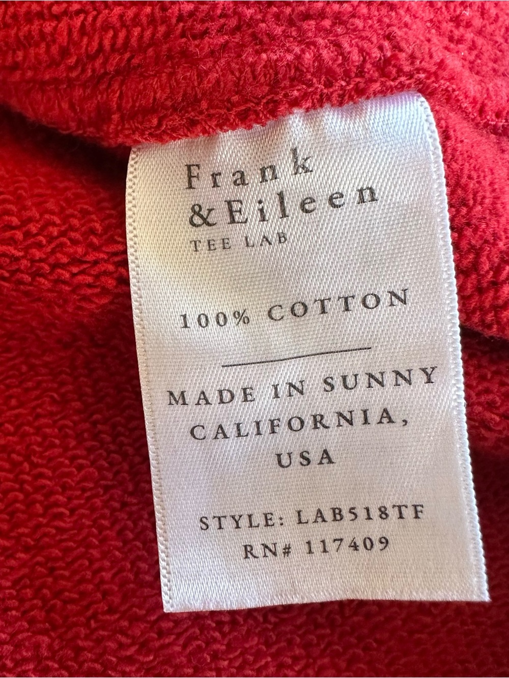 Frank & Eileen Effie Long Sleeve Funnel Neck Capelet Sweatshirt Red Terry Med - Picture 8 of 9